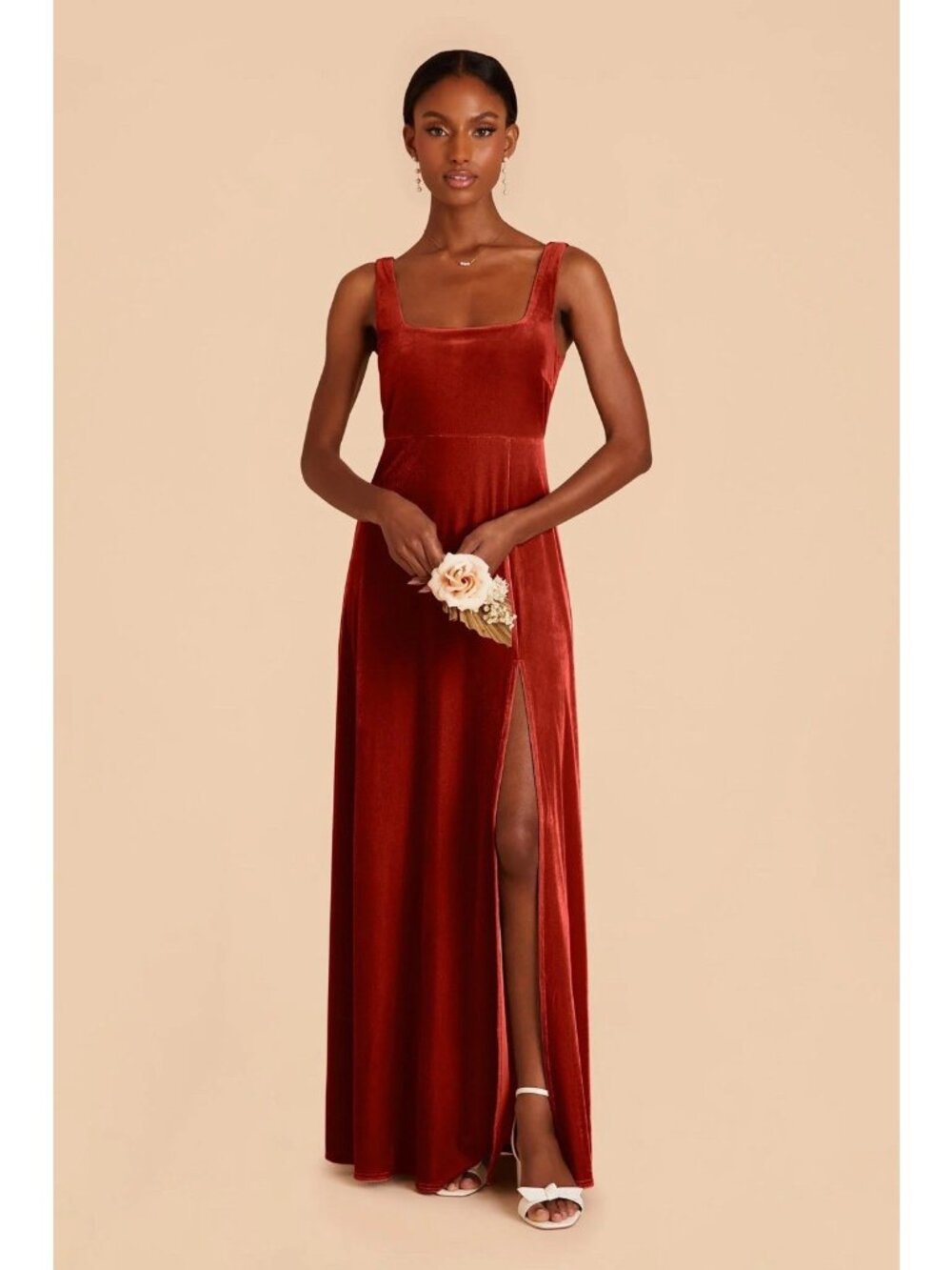 Birdy Grey Alex Velvet Maxi Dress L Burnt Orange EUC